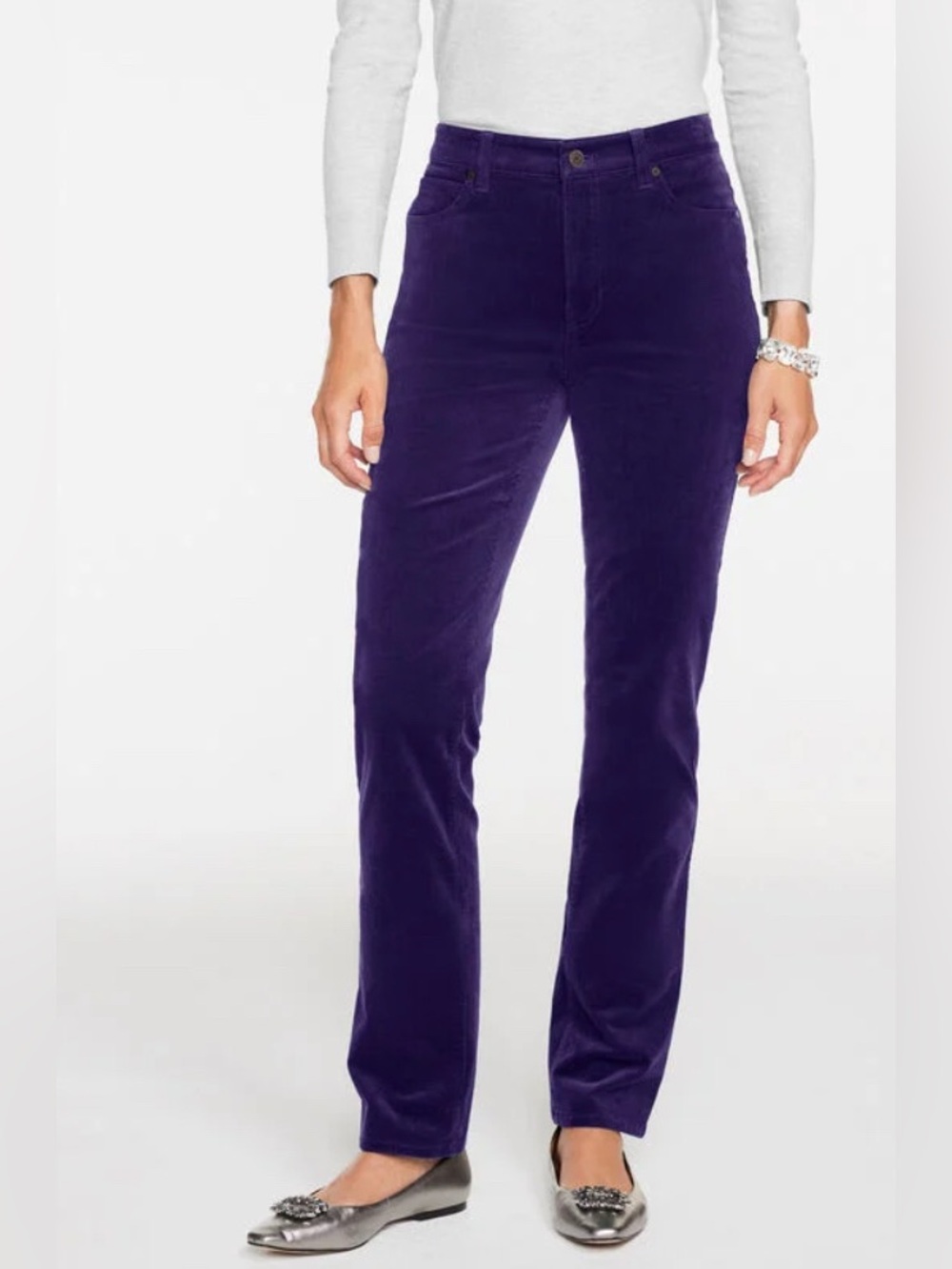 Talbots Corduroy Straight Leg Pant Stretch Size 10 Purple Cotton Casual